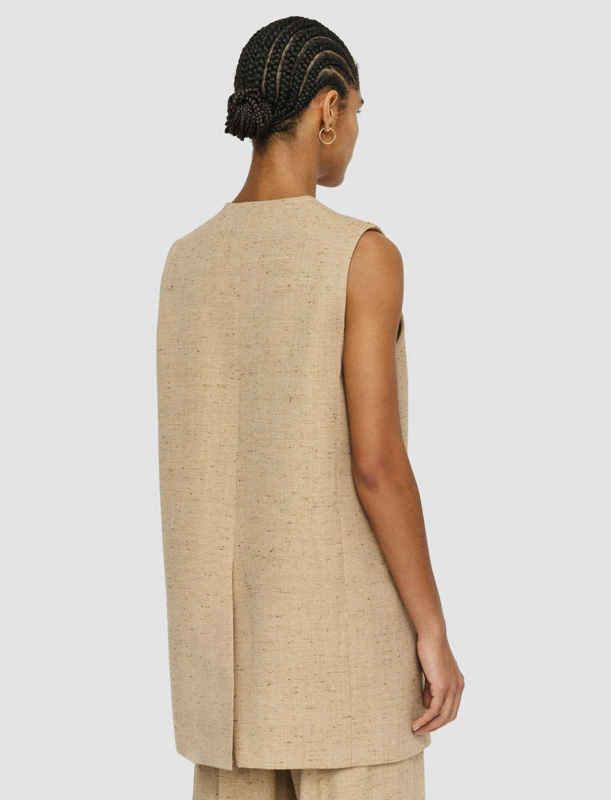 JOSEPH Fashion Women Speckled Silk Linen Arago Waistcoat Sesame