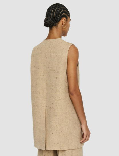 JOSEPH Fashion Women Speckled Silk Linen Arago Waistcoat Sesame