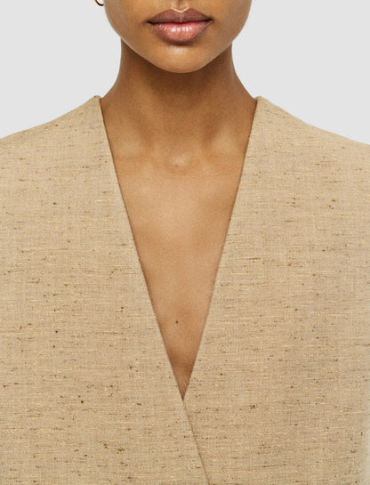 JOSEPH Fashion Women Speckled Silk Linen Arago Waistcoat Sesame