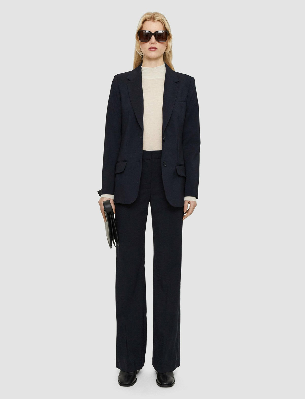 JOSEPH Fashion Women Morissey Tailoring Wool Stretch Trousers Navy