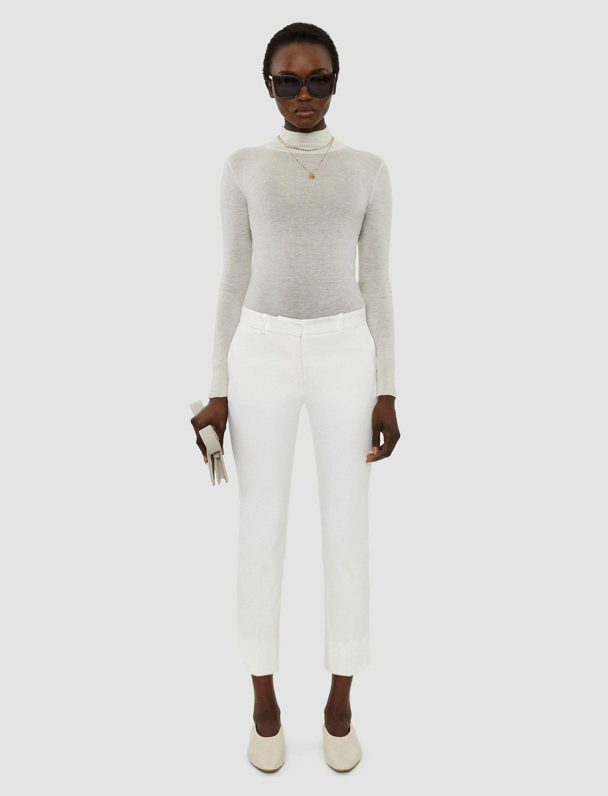 JOSEPH Fashion Women Bing Court Light Gabardine Stretch Trousers Ivory