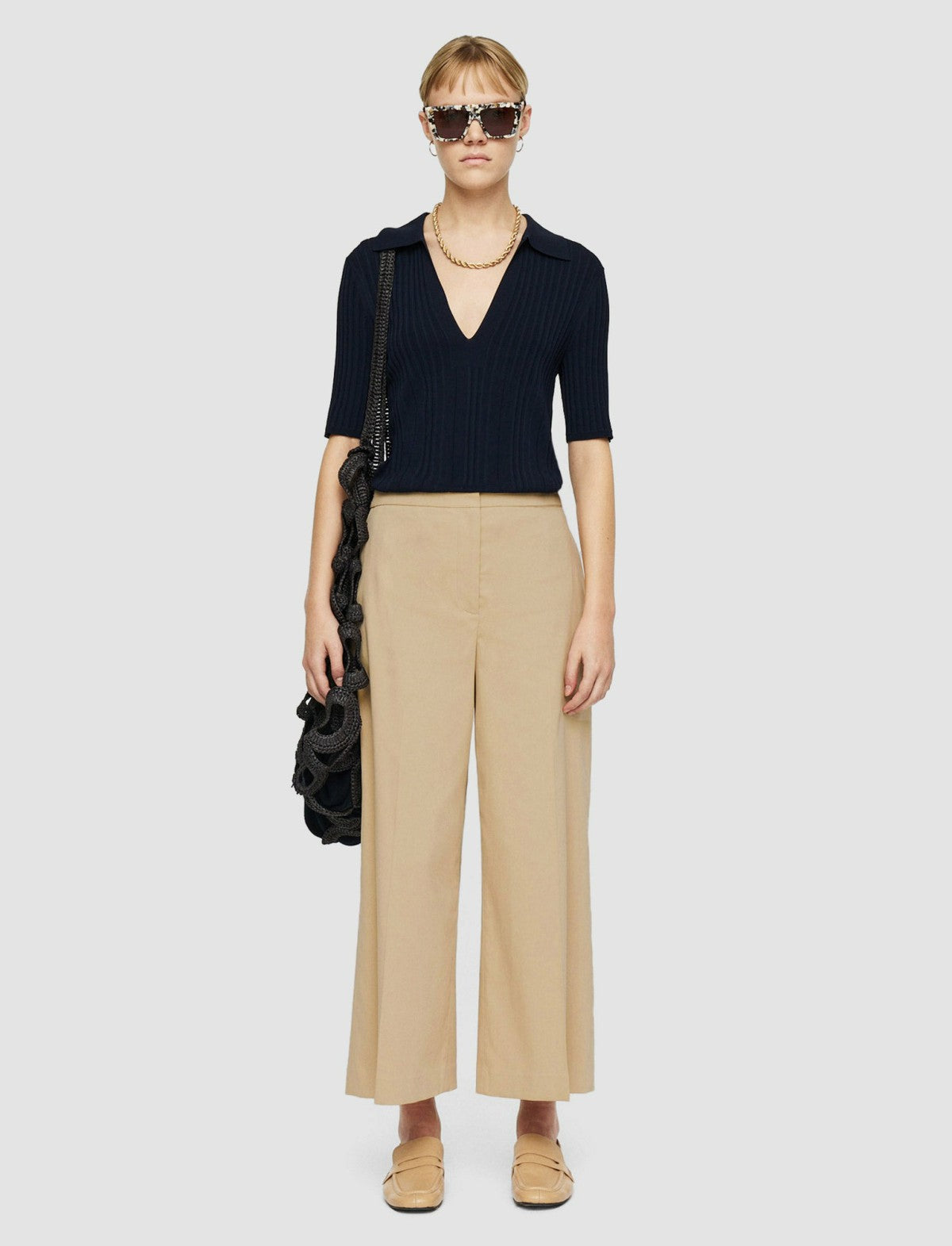 JOSEPH Fashion Women Temple Light Gabardine Stretch Trousers Sesame