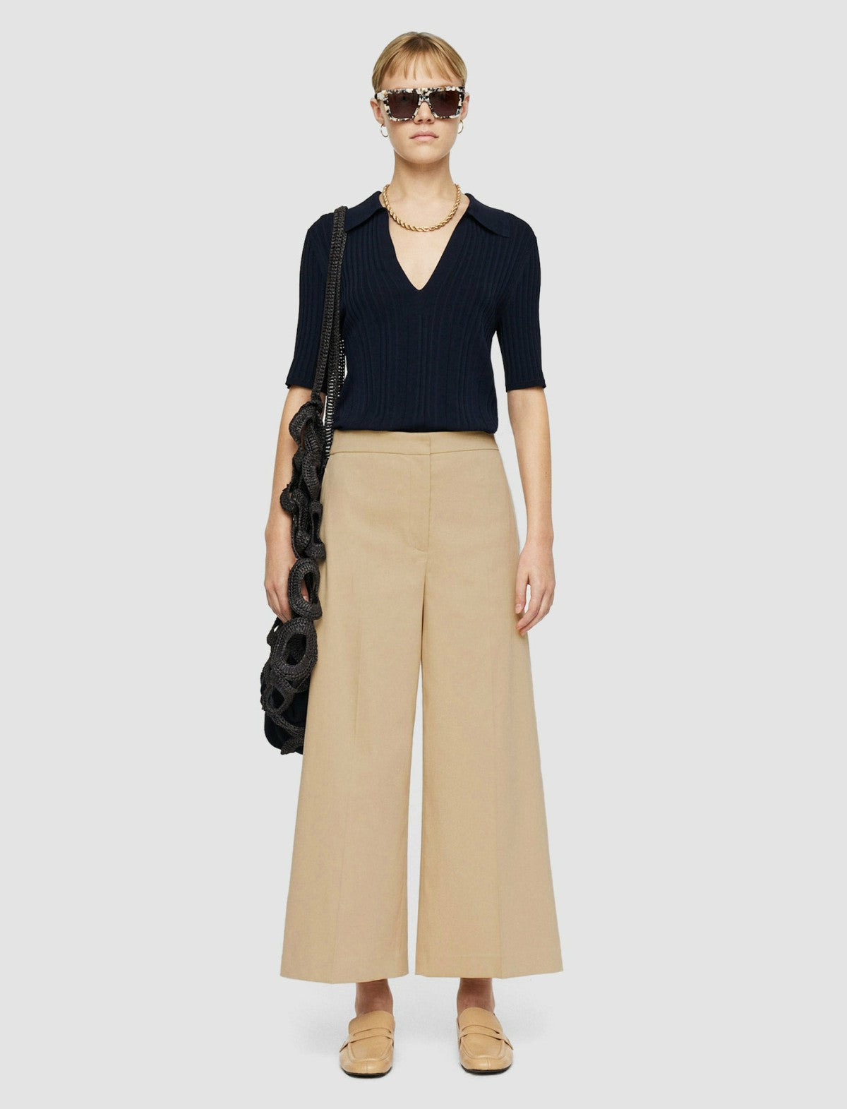 JOSEPH Fashion Women Temple Light Gabardine Stretch Trousers Sesame