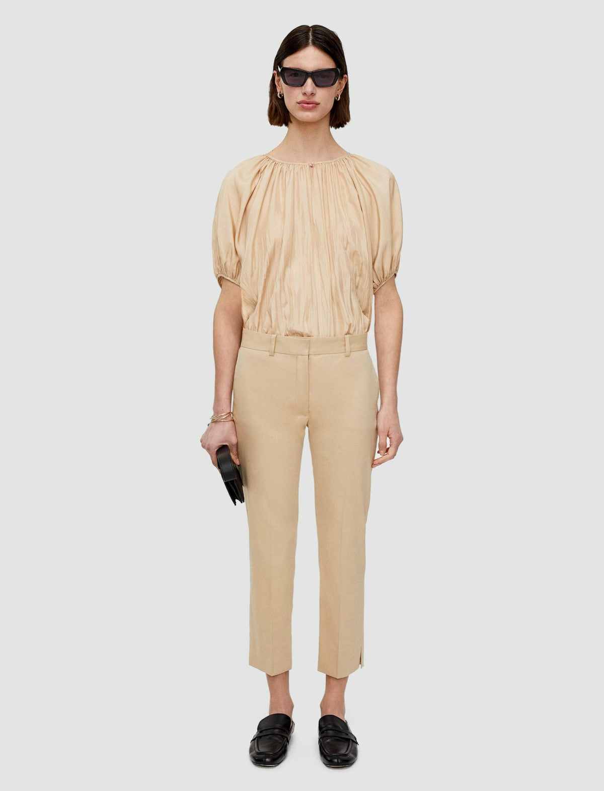 JOSEPH Fashion Women Bing Court Light Gabardine Stretch Trousers Sesame