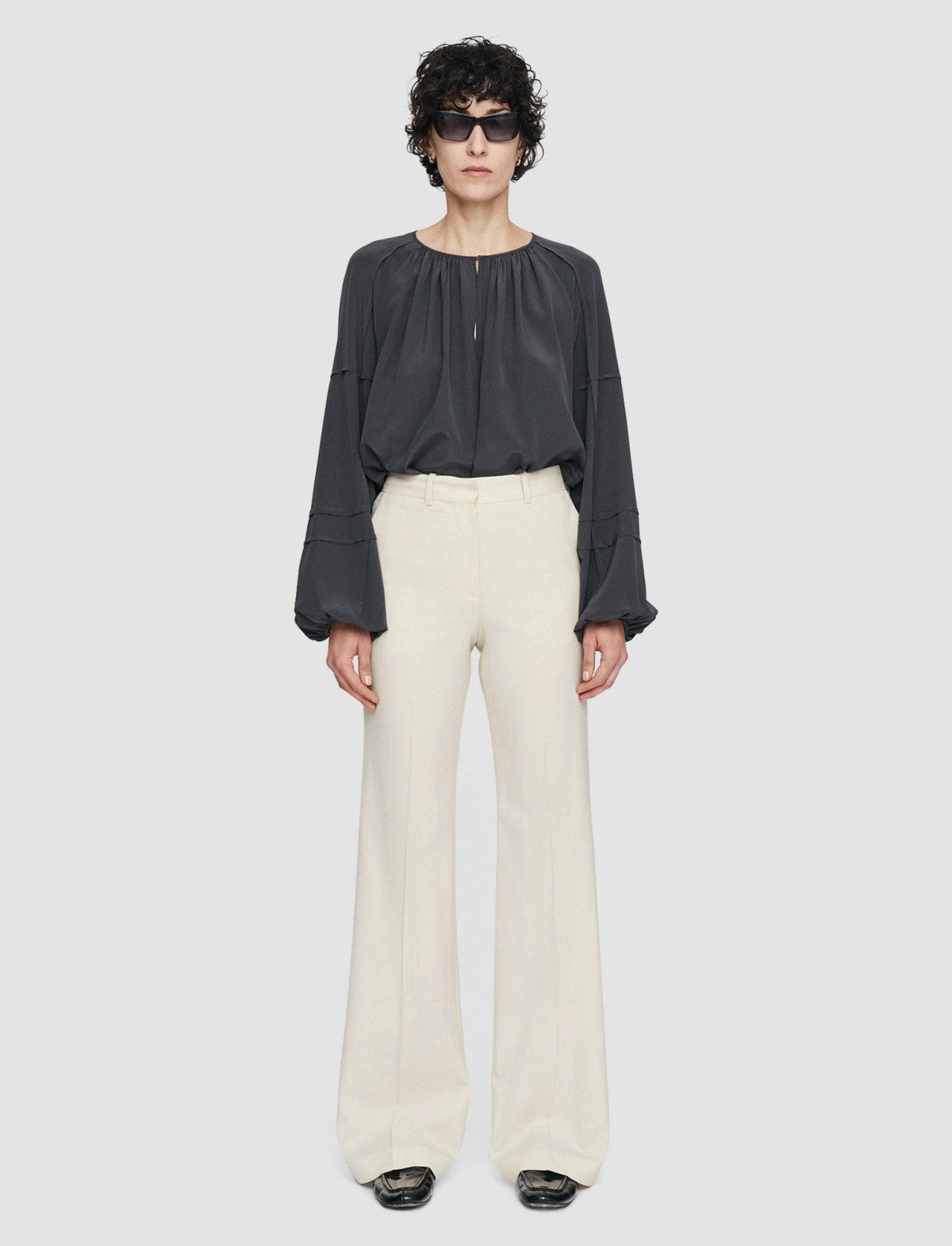 JOSEPH Fashion Women Morissey Tailoring Wool Stretch Trousers Oat