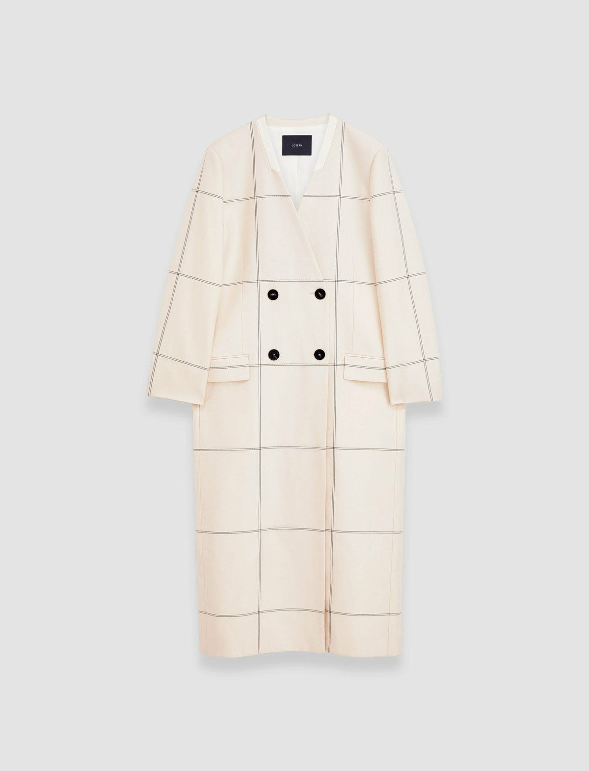 JOSEPH Fashion Women Wool Tartan Lalo Coat Oat Combo