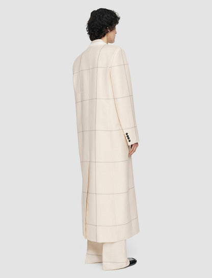 JOSEPH Fashion Women Wool Tartan Lalo Coat Oat Combo