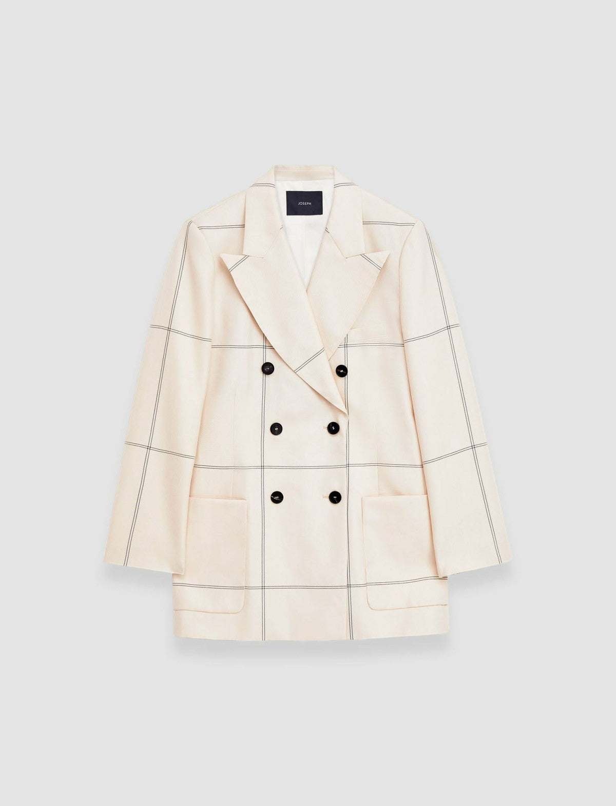 JOSEPH Fashion Women Wool Tartan Leandre Jacket Oat Combo