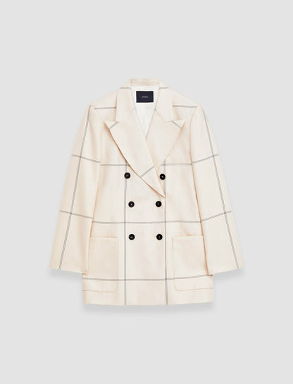 JOSEPH Fashion Women Wool Tartan Leandre Jacket Oat Combo