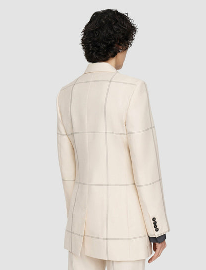 JOSEPH Fashion Women Wool Tartan Leandre Jacket Oat Combo
