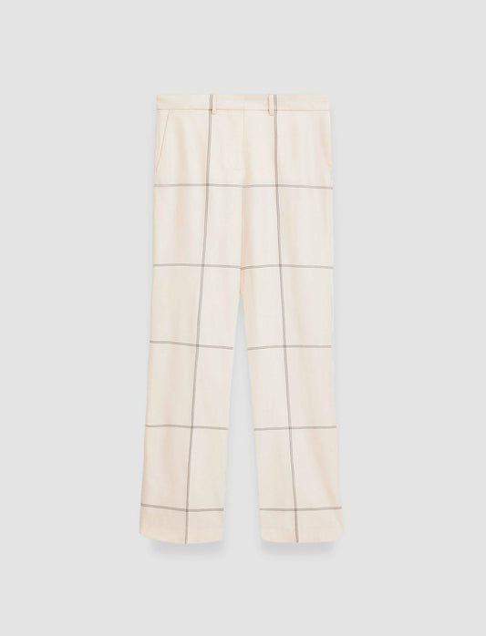 JOSEPH Fashion Women Wool Tartan Morissey Trousers Oat Combo