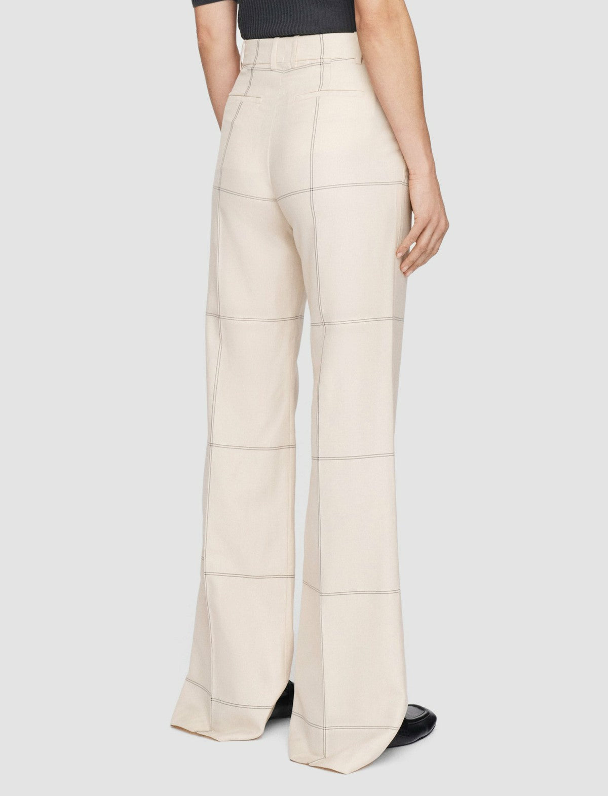 JOSEPH Fashion Women Wool Tartan Morissey Trousers Oat Combo