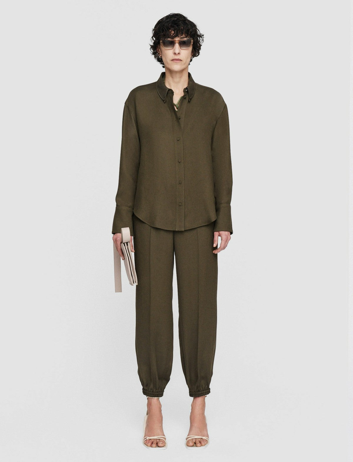 JOSEPH Fashion Women Viscose Twill Felicien Blouse Hass Avocado