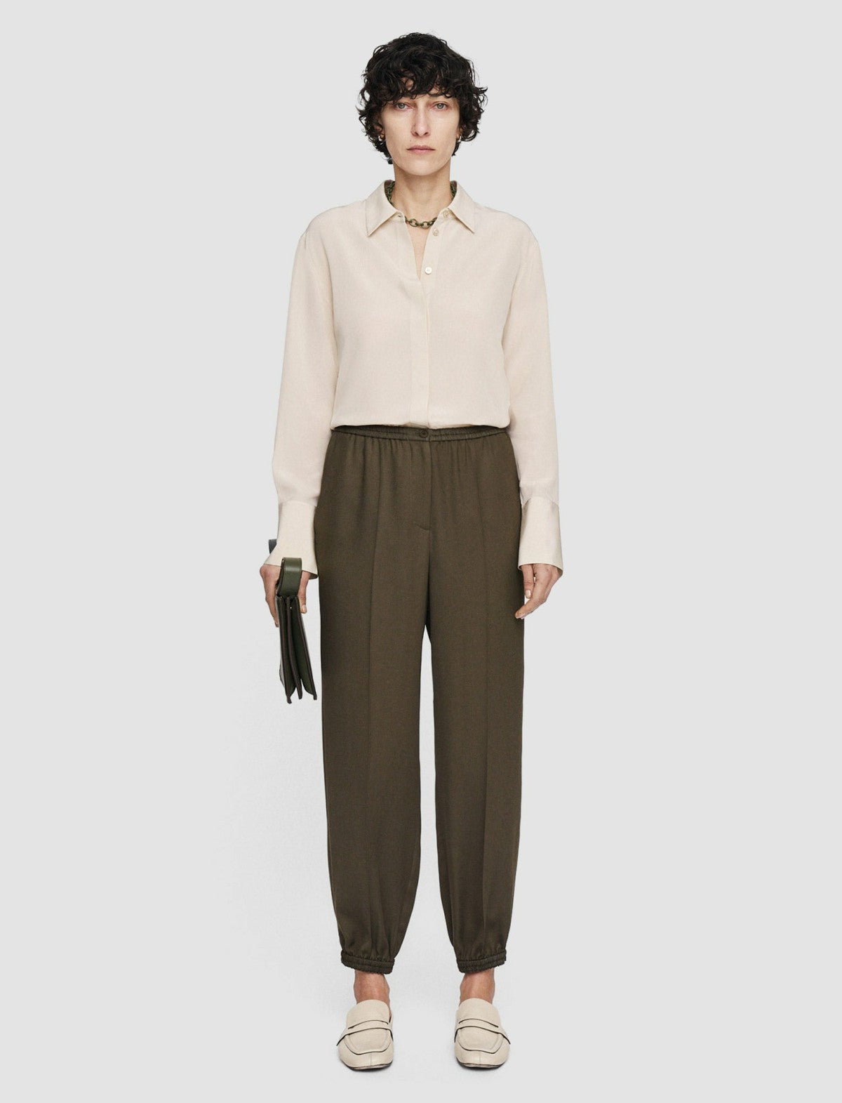 JOSEPH Fashion Women Viscose Twill Taio Trousers Hass Avocado