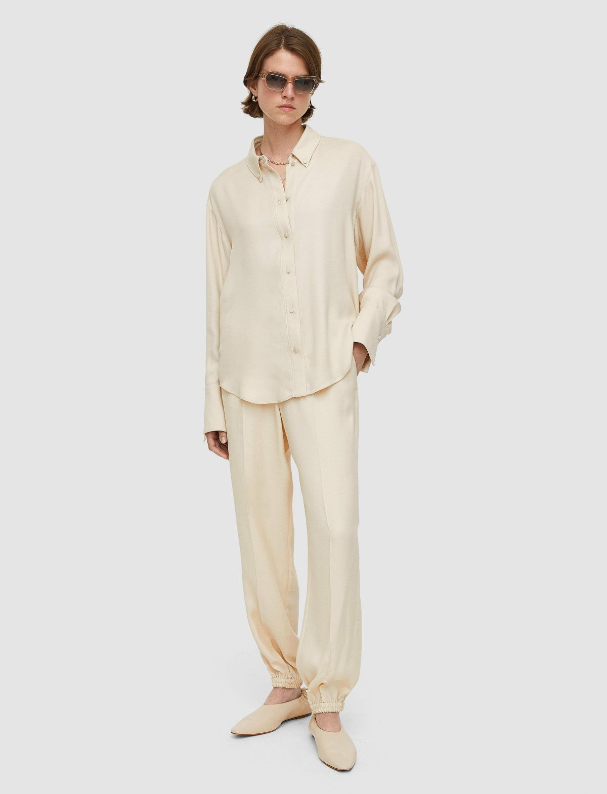 JOSEPH Fashion Women Viscose Twill Taio Trousers Oat
