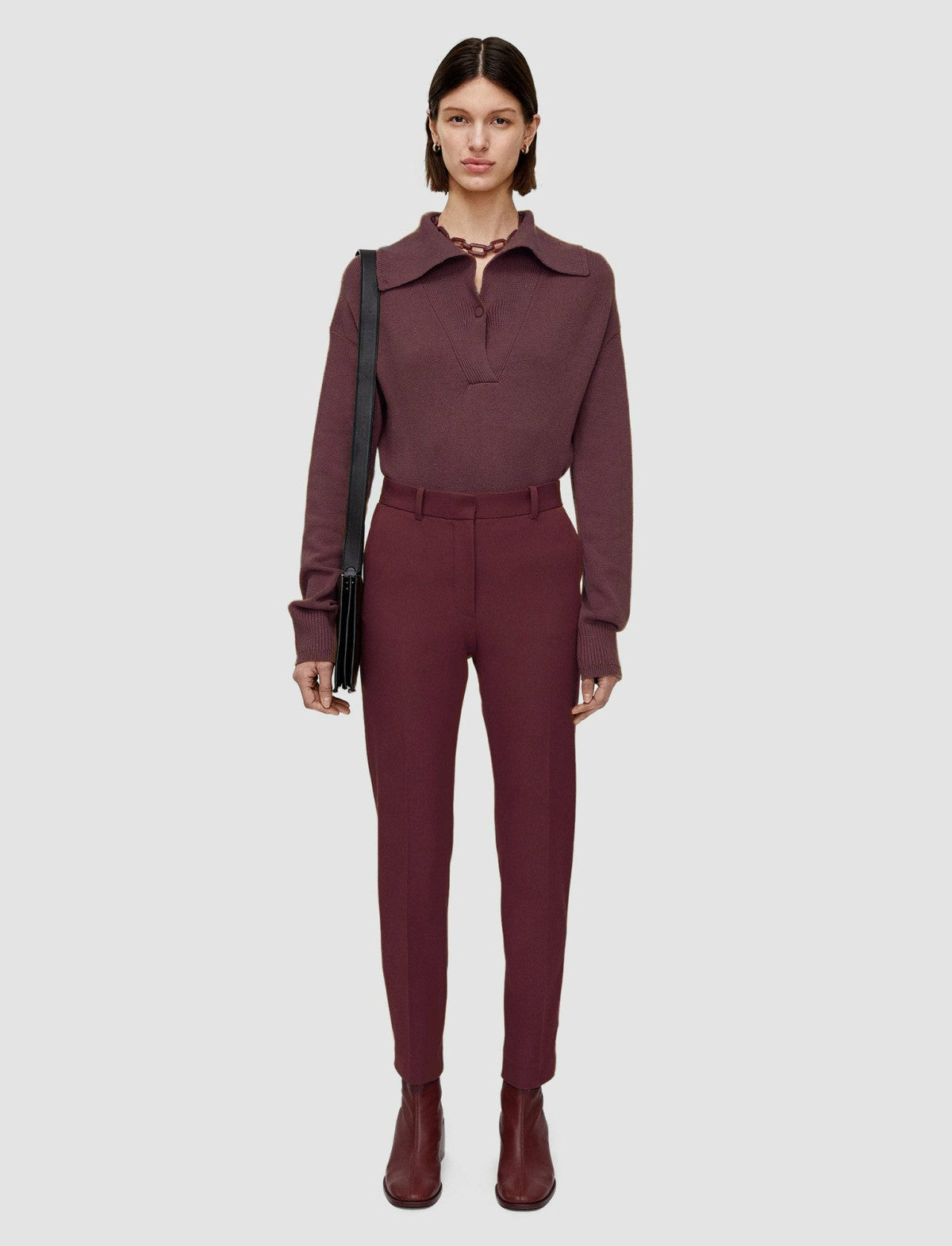 JOSEPH Fashion Women Coleman Gabardine Stretch Trousers Merlot