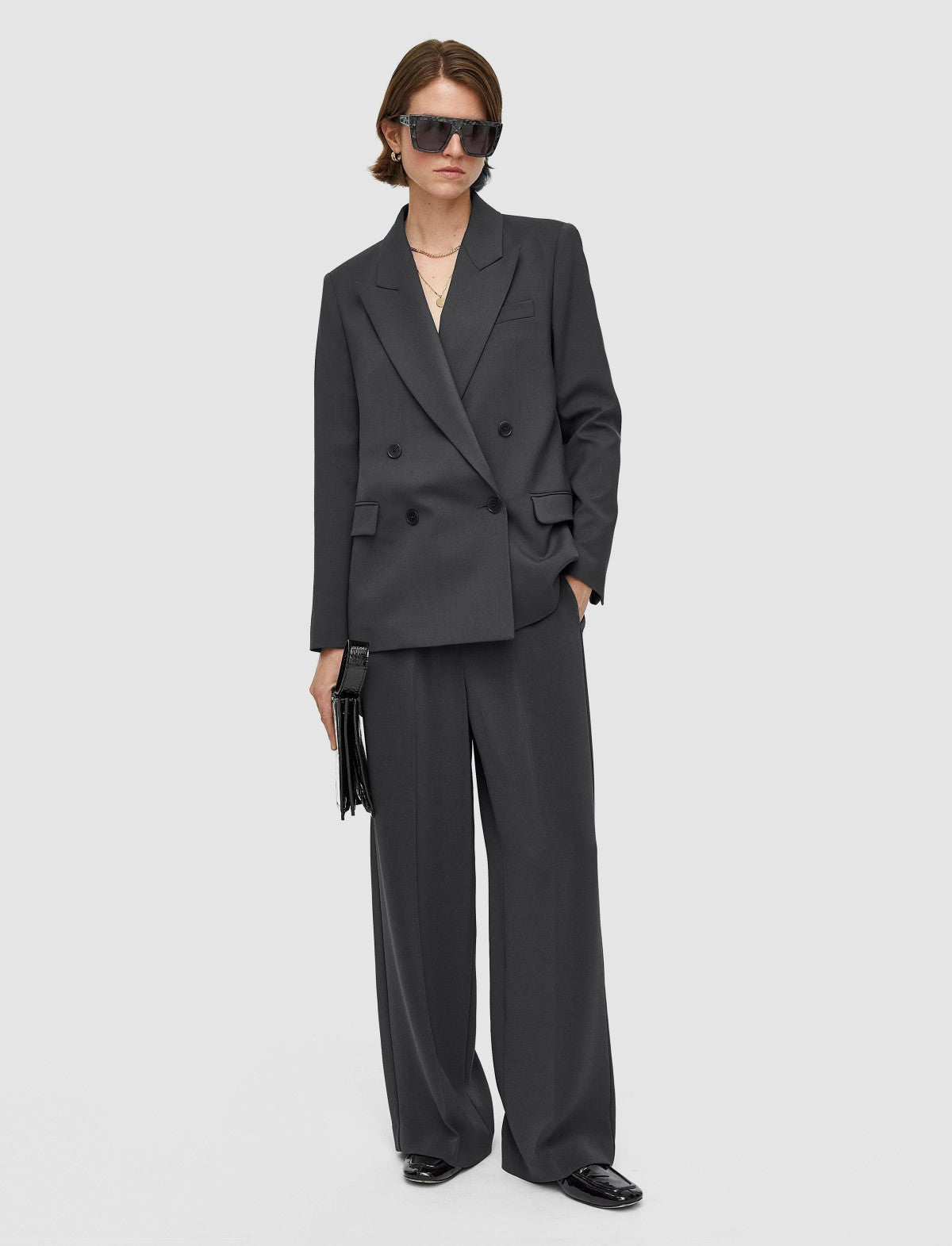 JOSEPH Fashion Women Jaden Tailoring Wool Stretch Jacket Slate