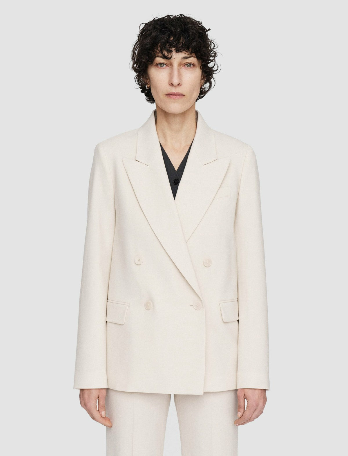 JOSEPH Fashion Women Jaden Tailoring Wool Stretch Jacket Oat
