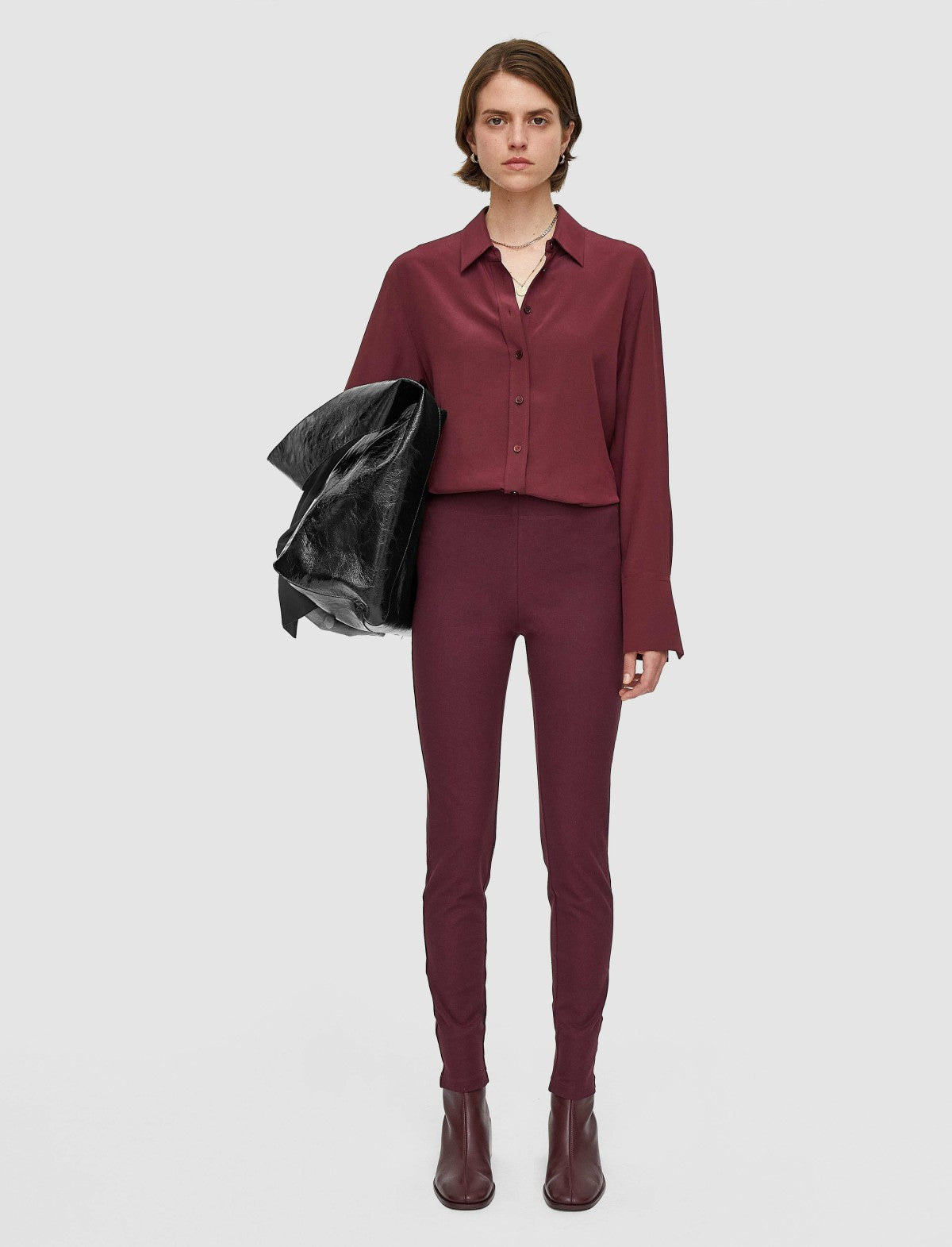 JOSEPH Fashion Women Gabardine Stretch Leggings Merlot
