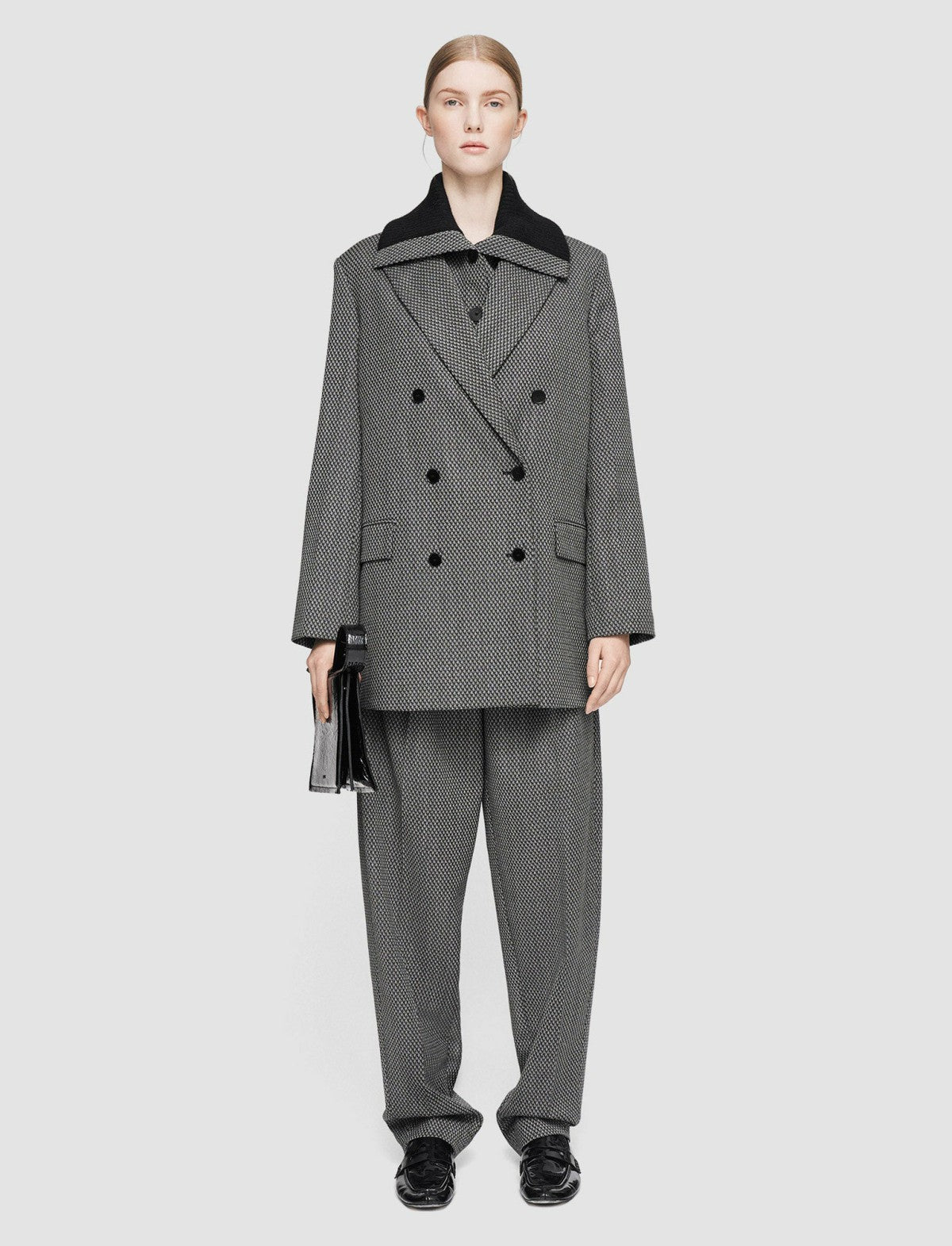 JOSEPH Fashion Women Cravate Wool Chapone Jacket Ivory/Black