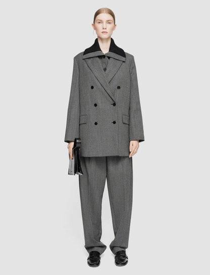 JOSEPH Fashion Women Cravate Wool Chapone Jacket Ivory/Black