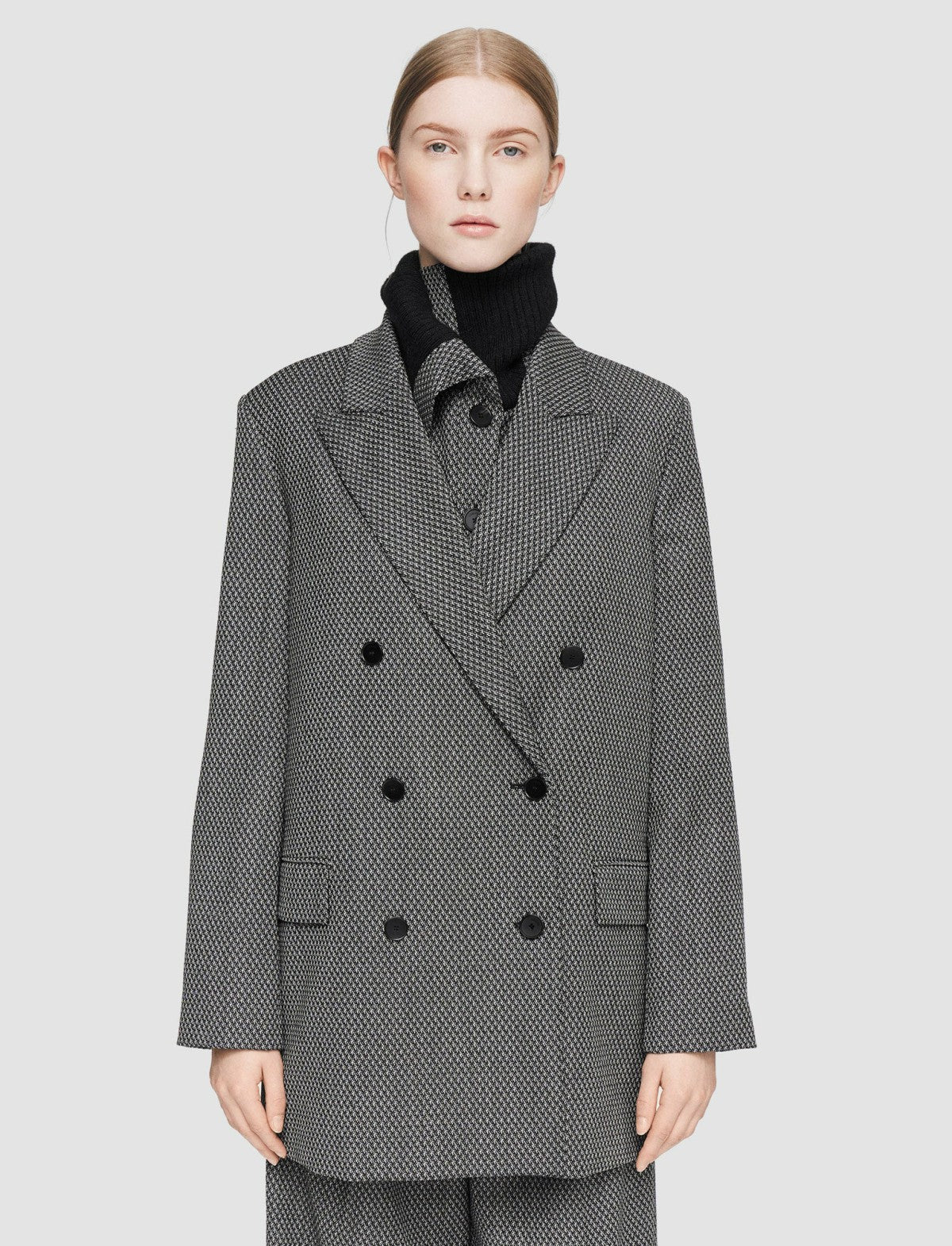 JOSEPH Fashion Women Cravate Wool Chapone Jacket Ivory/Black