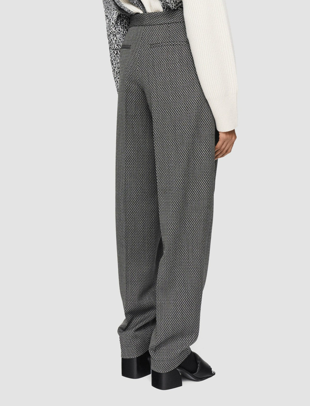JOSEPH Fashion Women Cravate Wool Flocon Trousers Ivory/Black