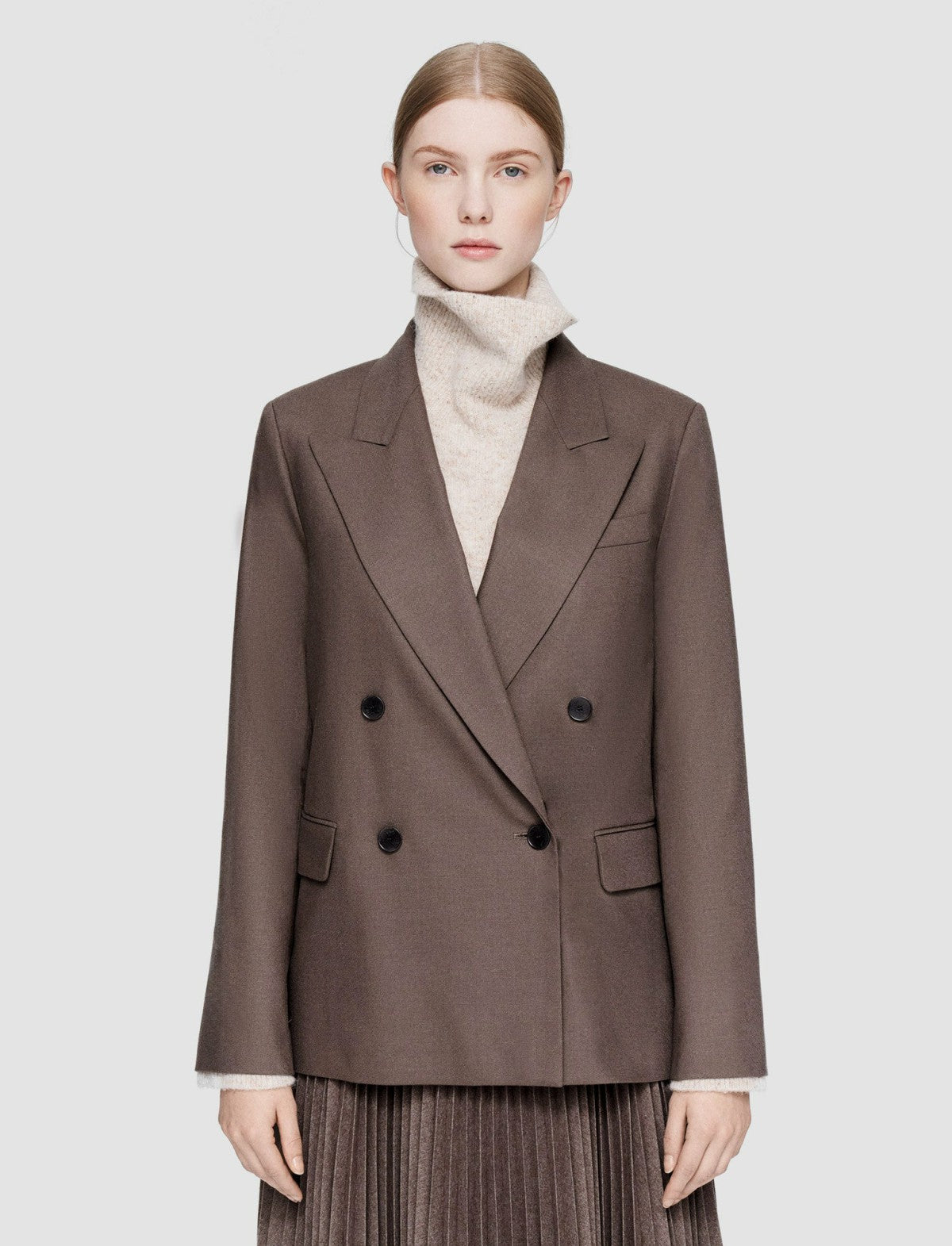 JOSEPH Fashion Women Light Wool Flannel Jaden Jacket Carob
