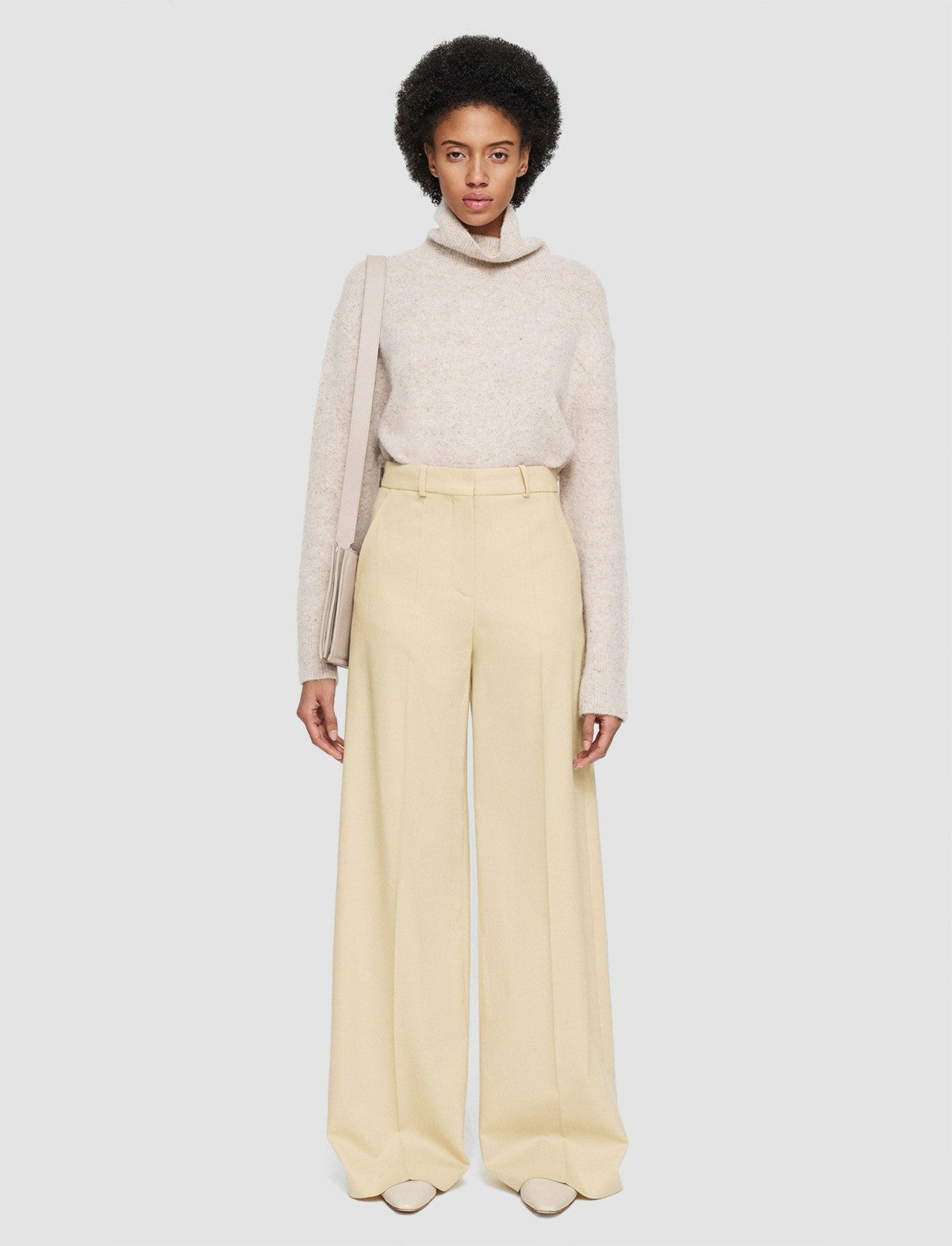 JOSEPH Fashion Women Light Wool Flannel Alana Trousers Champagne
