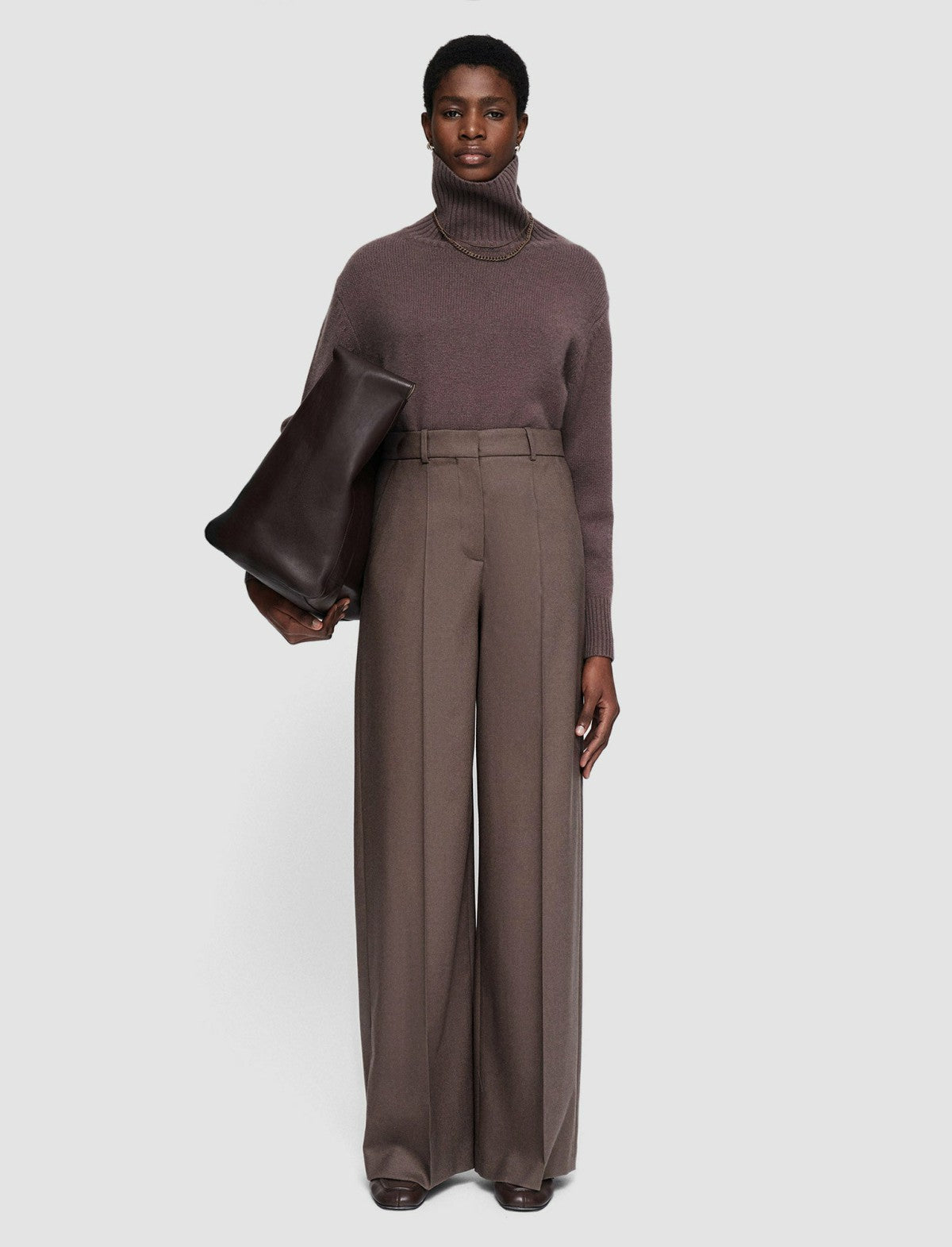 JOSEPH Fashion Women Light Wool Flannel Alana Trousers Carob