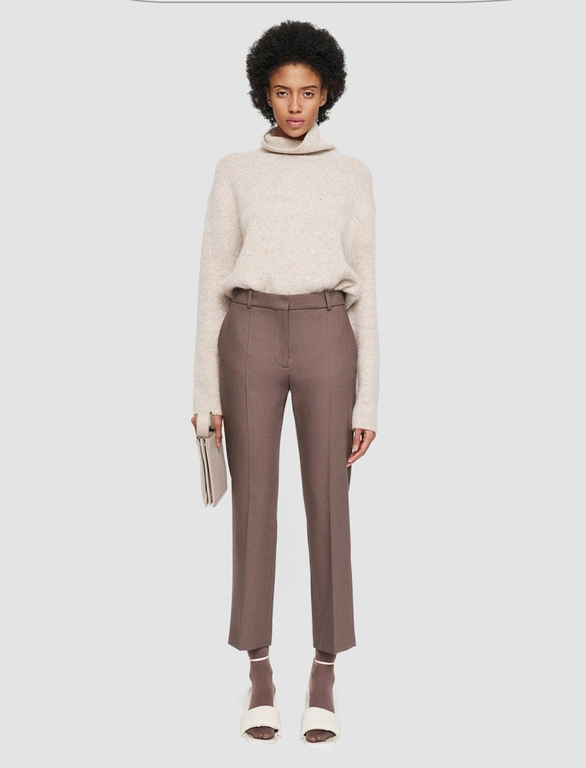 JOSEPH Fashion Women Light Wool Flannel Coleman Trousers Carob