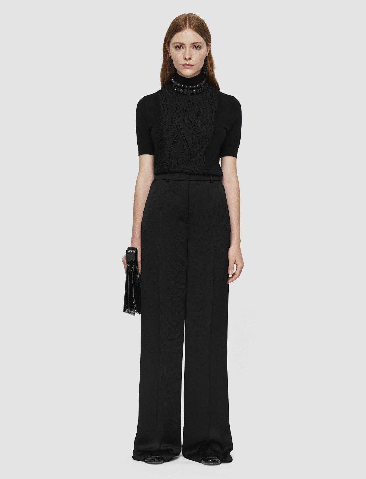 JOSEPH Fashion Women Alana Textured Viscose Trousers Black