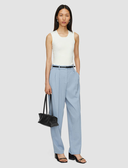 JOSEPH Fashion Women Bucklel Tailoring Crepe Trousers Faded Sky