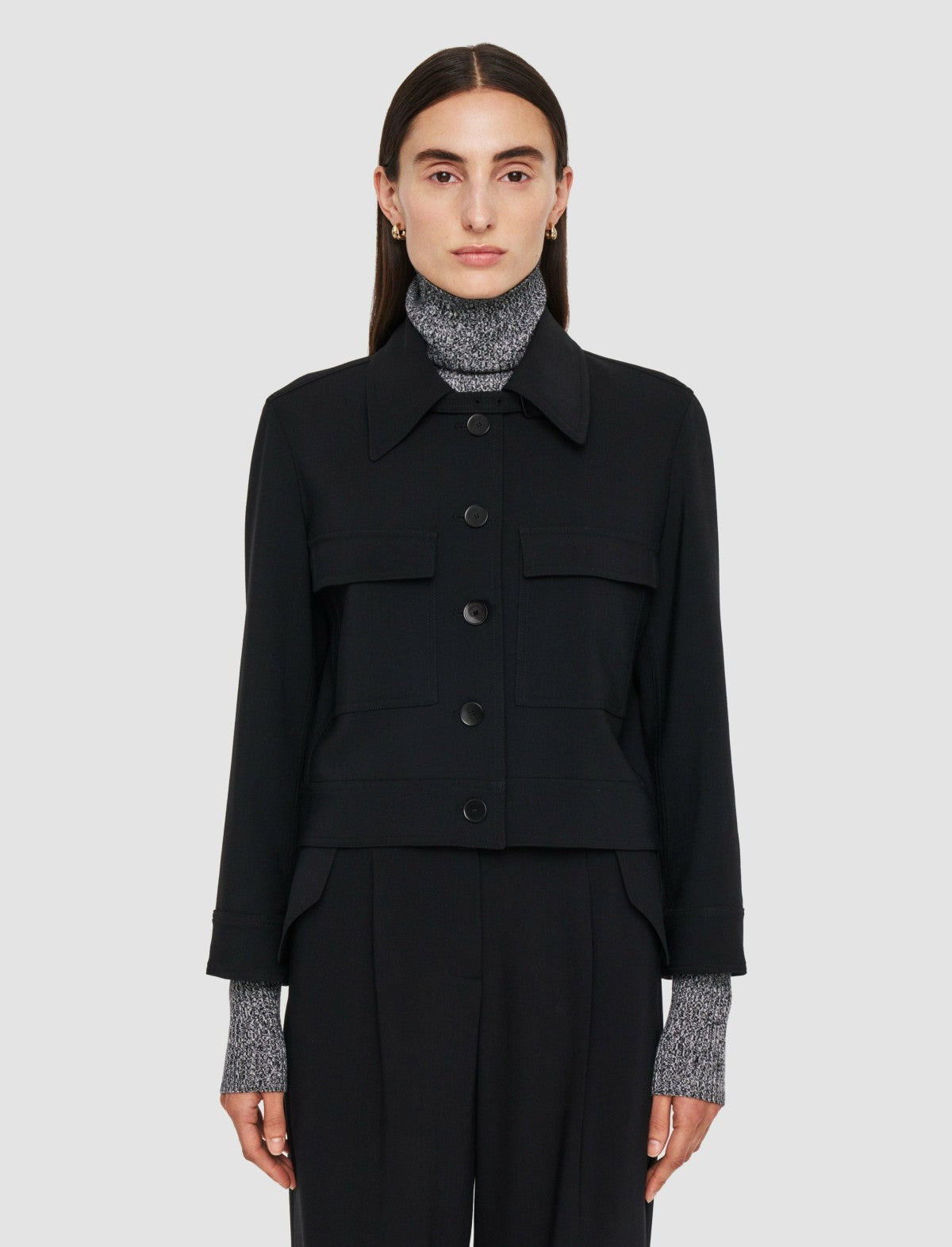 JOSEPH Fashion Women Mistral Fluid Twill Wool Jacket Black