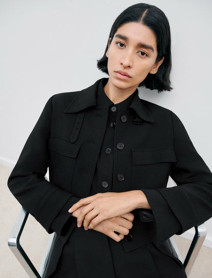JOSEPH Fashion Women Mistral Fluid Twill Wool Jacket Black