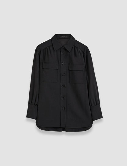 JOSEPH Fashion Women Perle Fluid Twill Wool Shirt Black