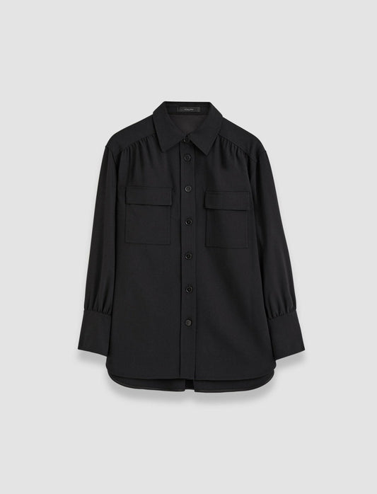 JOSEPH Fashion Women Perle Fluid Twill Wool Shirt Black