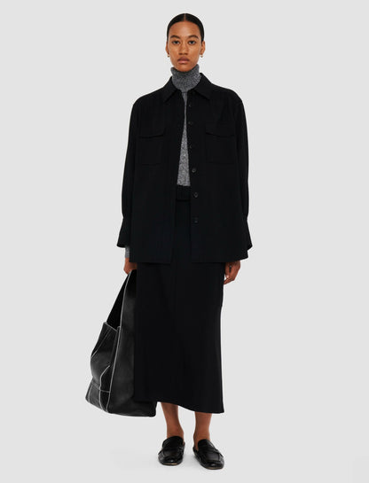 JOSEPH Fashion Women Perle Fluid Twill Wool Shirt Black