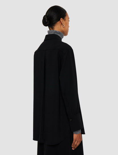JOSEPH Fashion Women Perle Fluid Twill Wool Shirt Black