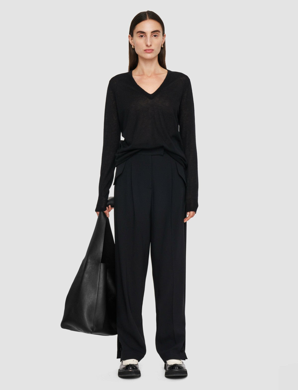 JOSEPH Fashion Women Alexis Fluid Twill Wool Trousers Black