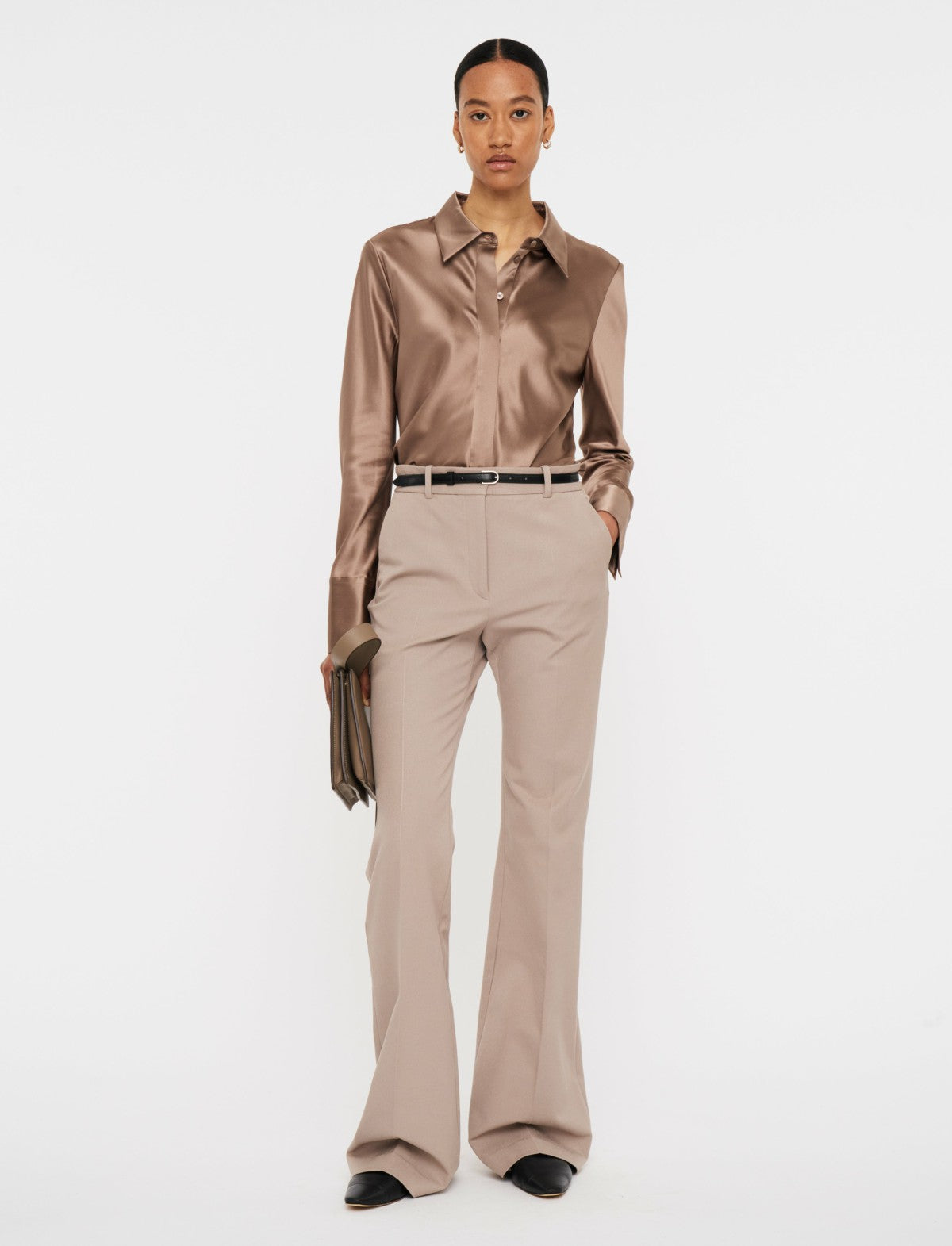 JOSEPH Fashion Women Tafira Gabardine Stretch Trousers Escargot