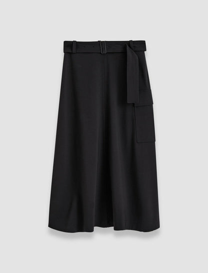 JOSEPH Fashion Women Pernette Fluid Twill Wool Skirt Black