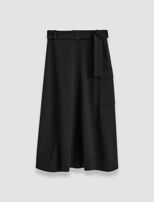 JOSEPH Fashion Women Pernette Fluid Twill Wool Skirt Black