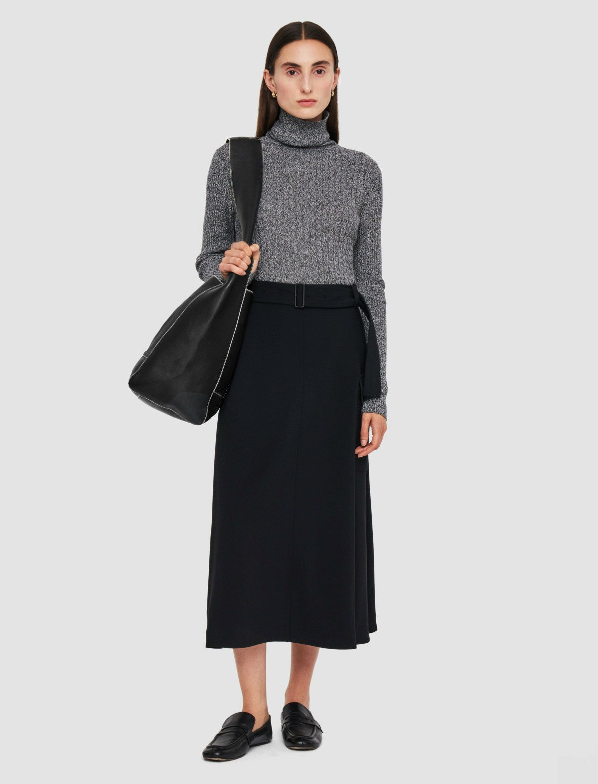 JOSEPH Fashion Women Pernette Fluid Twill Wool Skirt Black