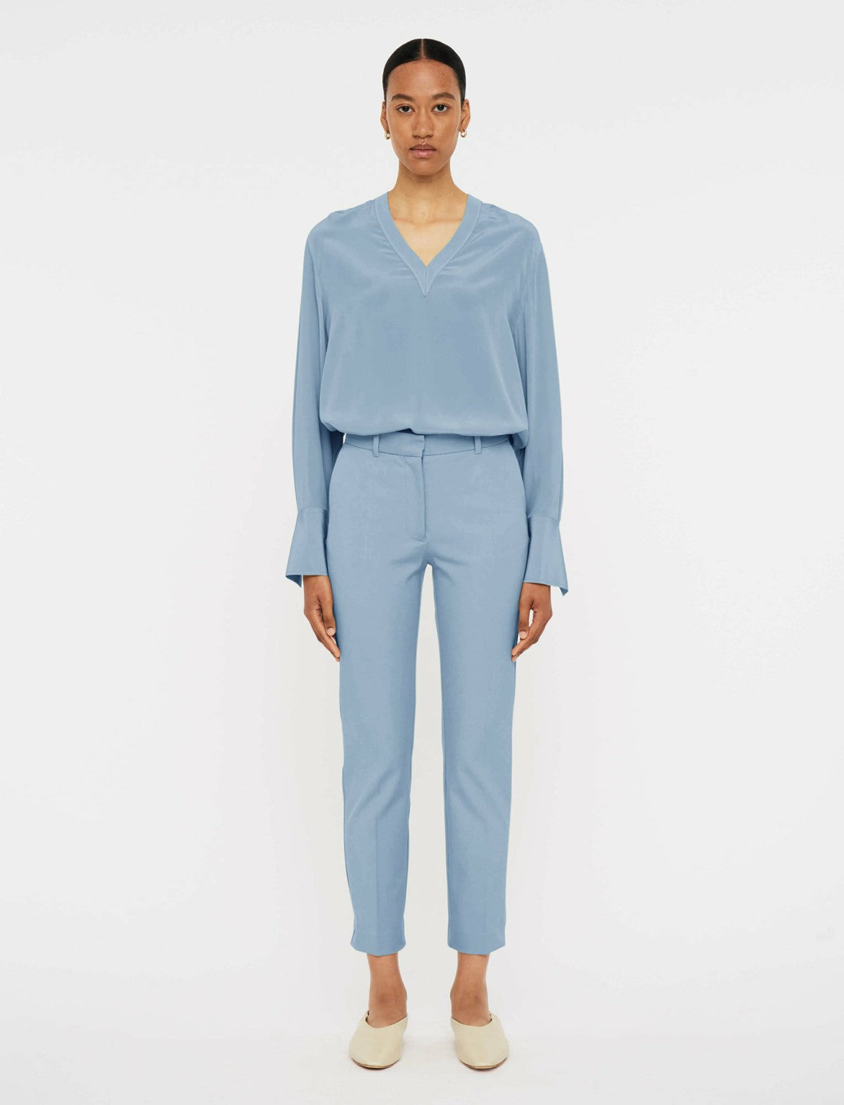 JOSEPH Fashion Women Coleman Gabardine Stretch Trousers Faded Sky