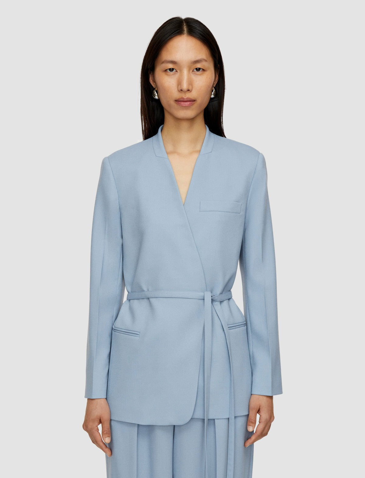 JOSEPH Fashion Women Victor Tailoring Crepe Jacket Faded Sky