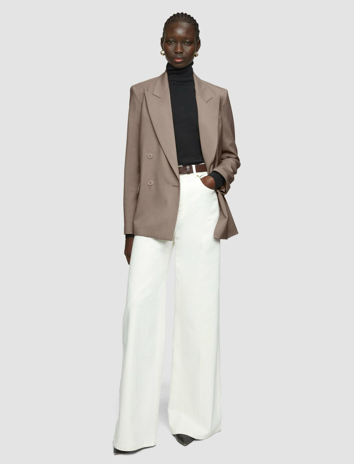 JOSEPH Fashion Women Jaden Tailoring Wool Stretch Jacket Escargot