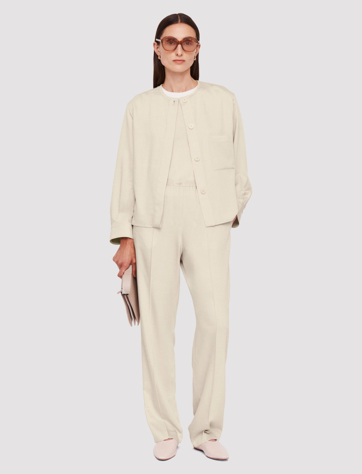 JOSEPH Fashion Women Vega Soft Viscose Tailoring Shirt Quail