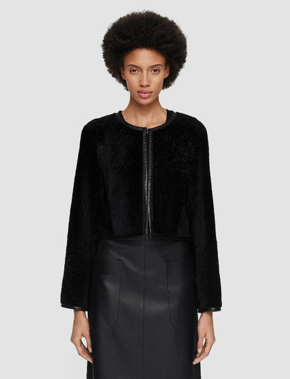 JOSEPH Fashion Women Maurice Embossed Shearling Jacket Black