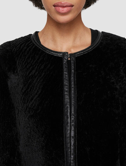 JOSEPH Fashion Women Maurice Embossed Shearling Jacket Black